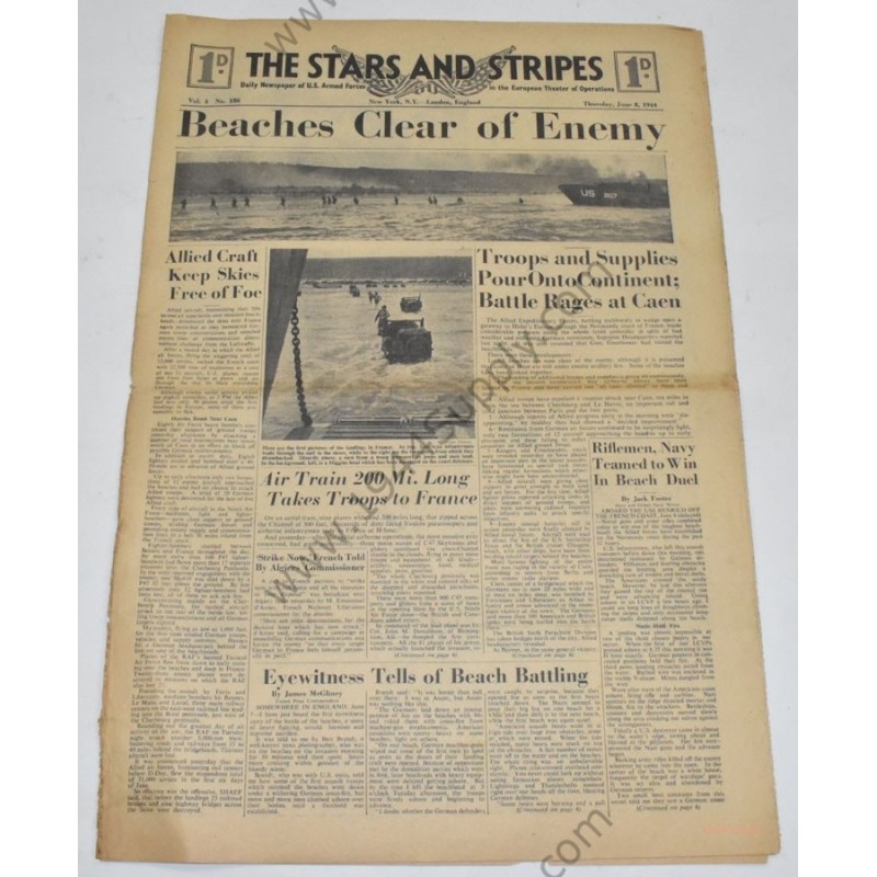 Stars and Stripes newspaper of June 8, 1944 - 1 Stars and Stripes newspaper of June 8, 1944 - 1